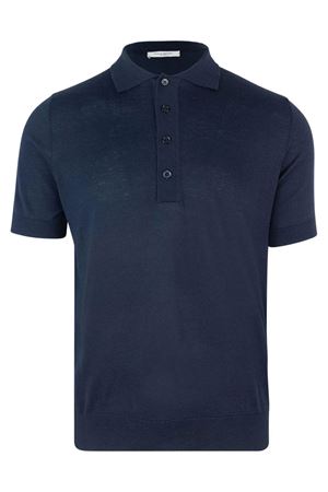 Blue silk and cotton knit polo shirt PAOLO PECORA | A006F2006685
